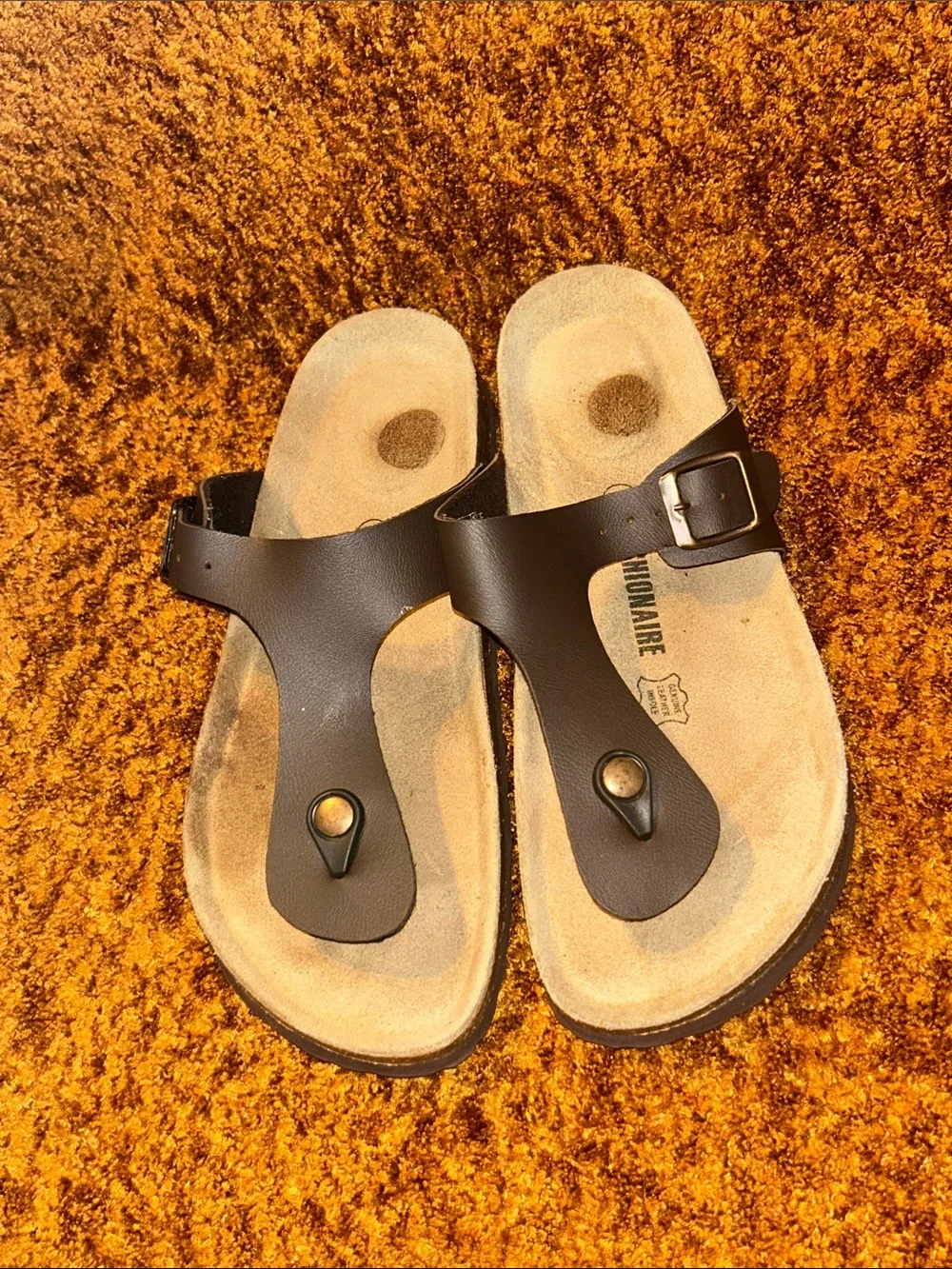 Comfort Footbed Toe-Post Sandals in Black with Adjustable Buckle
